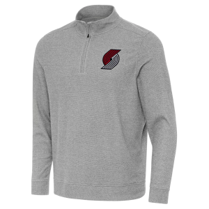 Antigua Men's Portland Trail Blazers Grey Subtle Quarter-Zip Pullover, Small, Gray