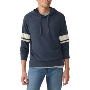 Faherty Men's Sunwashed Stripe Slub Hoodie, XXL, Navy Dune Stripe