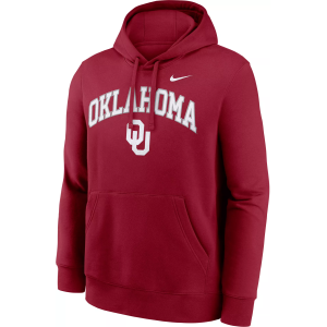 Nike Men's Oklahoma Sooners Team Crimson Club Fleece Arch Pullover Hoodie, Small, Red