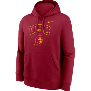 Nike Men's USC Trojans Team Crimson Club Fleece Arch Pullover Hoodie, Large, Red