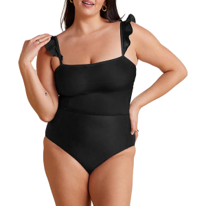 SUMMERSALT Women's Ruffle Oasis One-Piece Swimsuit, Size 4, Sea Urchin