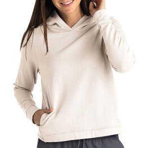 Free Fly Women's Bamboo Lightweight Fleece Cropped Hoodie, Small, Stone