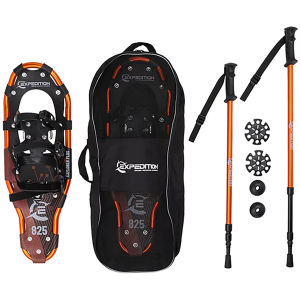 Cascade Mountain Tech Unisex Explorer Plus Series Snowshoe Kit, Men's, Bright Orange