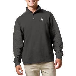 League-Legacy Men's Alabama Crimson Tide Grey Snap Up Quilted Jacket, Small, Gray