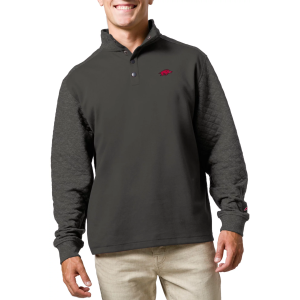 League-Legacy Men's Arkansas Razorbacks Grey Snap Up Quilted Jacket, Small, Gray