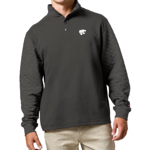 League-Legacy Men's Kansas State Wildcats Grey Quilted Snap-Up Jacket, Small, Gray