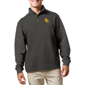League-Legacy Men's Baylor Bears Grey Snap Up Quilted Jacket, Small, Gray