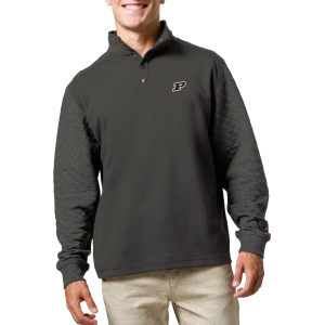 League-Legacy Men's Purdue Boilermakers Grey Snap Up Quilted Jacket, Small, Gray
