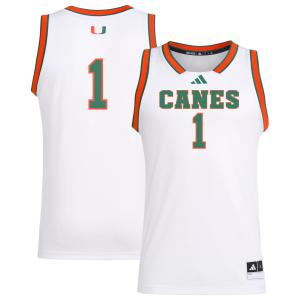 adidas Men's Miami Hurricanes White Swingman Jersey, Large