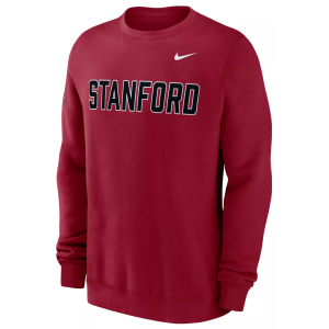 Nike Men's Stanford Cardinal Team Crimson Fleece Club Crewneck Sweatshirt, Large, Red