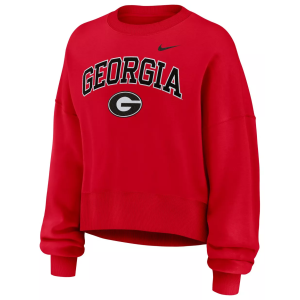 Nike Women's Georgia Bulldogs University Red Phoenix Arch Oversized Crew Pullover Sweatshirt, Small