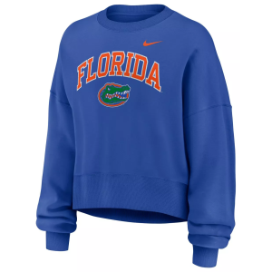 Nike Women's Florida Gators Game Royal Phoenix Arch Oversized Crew Pullover Sweatshirt, Large, Blue