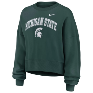 Nike Women's Michigan State Spartans Pro Green Phoenix Arch Oversized Crew Pullover Sweatshirt, Medium