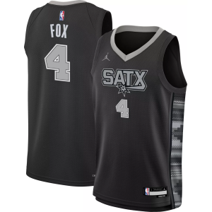 Jordan Youth San Antonio Spurs De'Aaron Fox #4 Black Statement Swingman Jersey, Medium