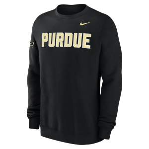 Nike Men's Purdue Boilermakers Black Club Fleece Crew Pullover Sweatshirt, XXL