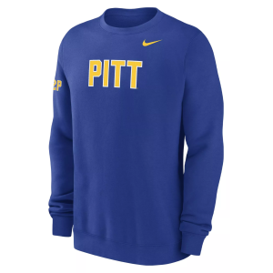 Nike Men's Pitt Panthers Royal Club Fleece Crew Pullover Sweatshirt, Small, Blue