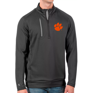 Antigua Men's Clemson Tigers Grey Generation Half-Zip Pullover Shirt, Small, Gray