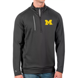 Antigua Men's Michigan Wolverines Grey Generation Half-Zip Pullover Shirt, Small, Gray