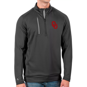 Antigua Men's Oklahoma Sooners Grey Generation Half-Zip Pullover Shirt, Small, Gray