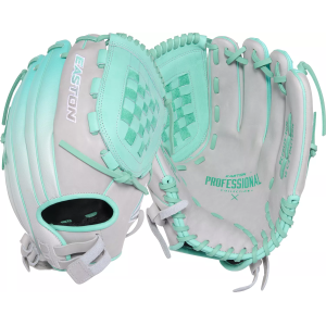 Easton 12.5" Professional Collection Color Splash Series Fastpitch Glove, Grey/Mint