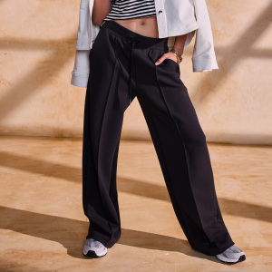 CALIA Women's Soft Scuba Wide Leg Pant, Large, Pure Black
