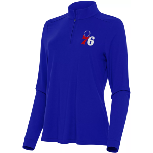 Antigua Women's Philadelphia 76ers Blue Intent Quarter-Zip Pullover, Large