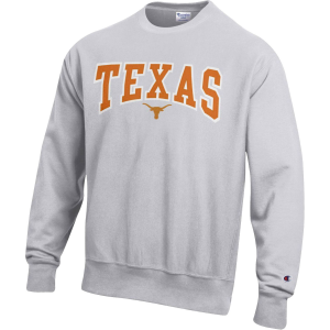 Champion Men's Texas Longhorns Grey Reverse Weave Crew Sweatshirt, Large, Gray