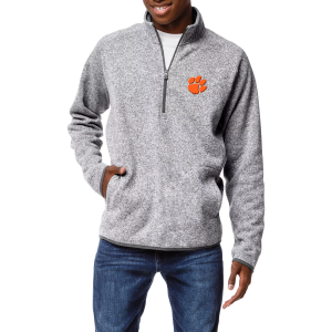 League-Legacy Men's Clemson Tigers Grey Saranac Quarter-Zip, Medium, Gray