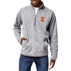 League-Legacy Men's Illinois Fighting Illini Grey Saranac Quarter-Zip, XXL, Gray