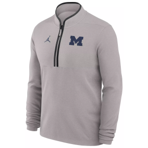 Jordan Adult Michigan Wolverines Victory Pewter Grey 1/2 Zip Sweater, Men's, Small, Gray