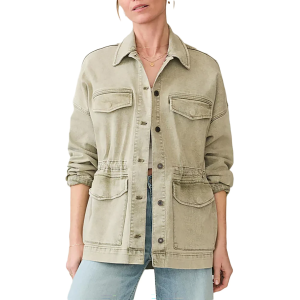 Faherty Women's Sunwashed Denim Jacket, Medium, Olive Haze Wash