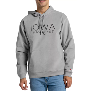 League-Legacy Men's Iowa Hawkeyes Grey Stretch Cord Fleece Pullover Hoodie, Small, Gray