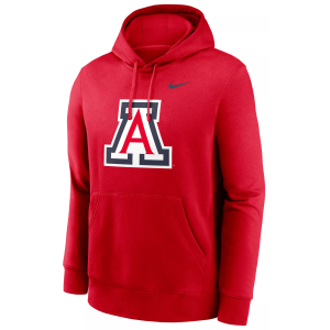 Nike Men's Arizona Wildcats Cardinal Club Fleece Primary Logo Pullover Hoodie, Large, Red