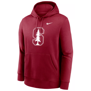 Nike Men's Stanford Cardinal Cardinal Club Fleece Primary Logo Pullover Hoodie, Medium, Red