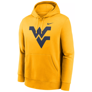 Nike Men's West Virginia Mountaineers Gold Club Fleece Print Logo Pullover Hoodie, Medium, Yellow