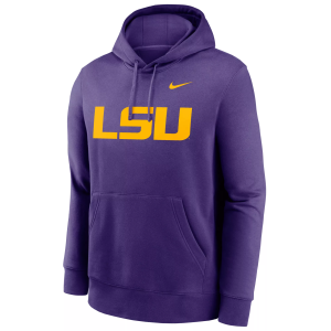 Nike Men's LSU Tigers Purple Club Fleece Primary Logo Pullover Hoodie, XL
