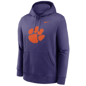 Nike Men's Clemson Tigers New Orchid Club Primary Logo Pullover Hoodie, Large, Purple