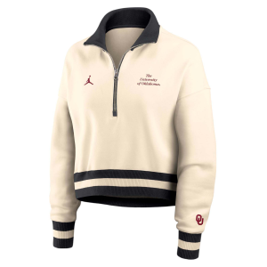 Jordan Jordan Women's Oklahoma Sooners Natural Black Quarter-Zip Fleece Cropped Jacket, XL - $80.00 at DICK'S Sporting Goods