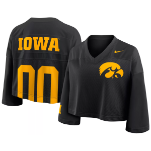 Nike Women's Iowa Hawkeyes Black Cropped Replica Jersey, Medium