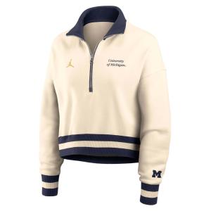 Jordan Jordan Women's Michigan Wolverines Natural Quarter-Zip Fleece Cropped Jacket, XL, Tan - $80.00 at DICK'S Sporting Goods