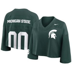 Nike Women's Michigan State Spartans Pro Green Cropped Replica Jersey, Large