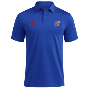 adidas Men's Kansas Jayhawks Blue Ultimate365 Mesh Polo, Large