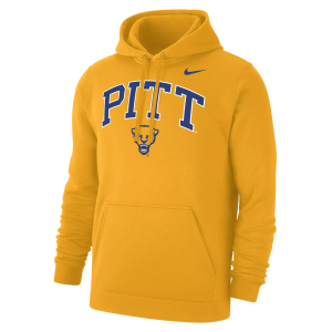 Nike Men's Pitt Panthers Gold Club Fleece Arch Logo Pullover Hoodie, Medium, Yellow