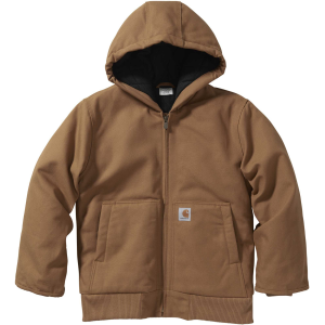Carhartt Boys' Canvas Insulated Hooded Active Jacket, Size 10/12, Carhartt Brown