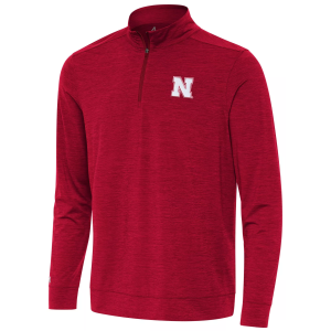 Antigua Men's Nebraska Cornhuskers Dark Red Bright 1/4 Zip Pullover, Small
