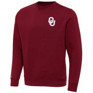 Antigua Men's Oklahoma Sooners Cardinal Red Victory Pullover Crewneck Sweatshirt, Small