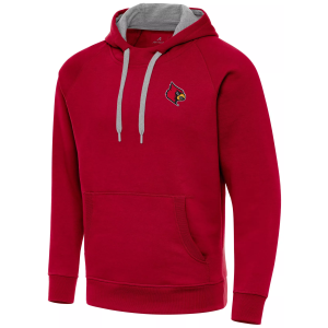 Antigua Men's Louisville Cardinals Dark Red Victory Pullover Hoodie, Small