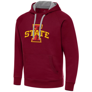 Antigua Men's Iowa State Cyclones Cardinal Red Victory Pullover Hoodie, Small