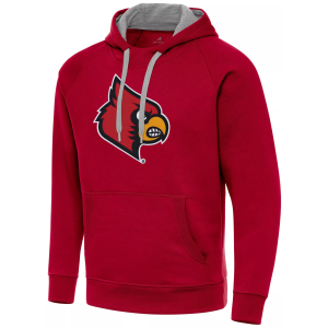 Antigua Men's Louisville Cardinals Dark Red Victory Pullover Hoodie, Small