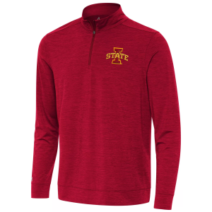 Antigua Men's Iowa State Cyclones Dark Red Heather Bright 1/4 Zip Pullover, Small